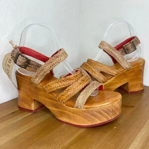 NEW Bed Stu Voicing Braided Leather Platform Sandals Size 9